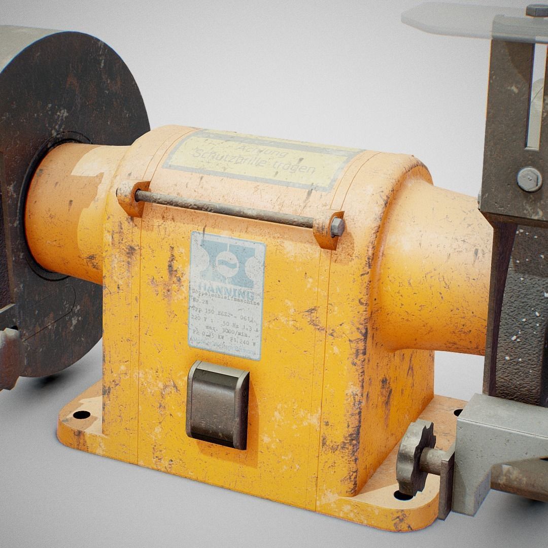 Bench Grinder - Hanning E6Z2-061 Dirty Low-poly 3D model_3
