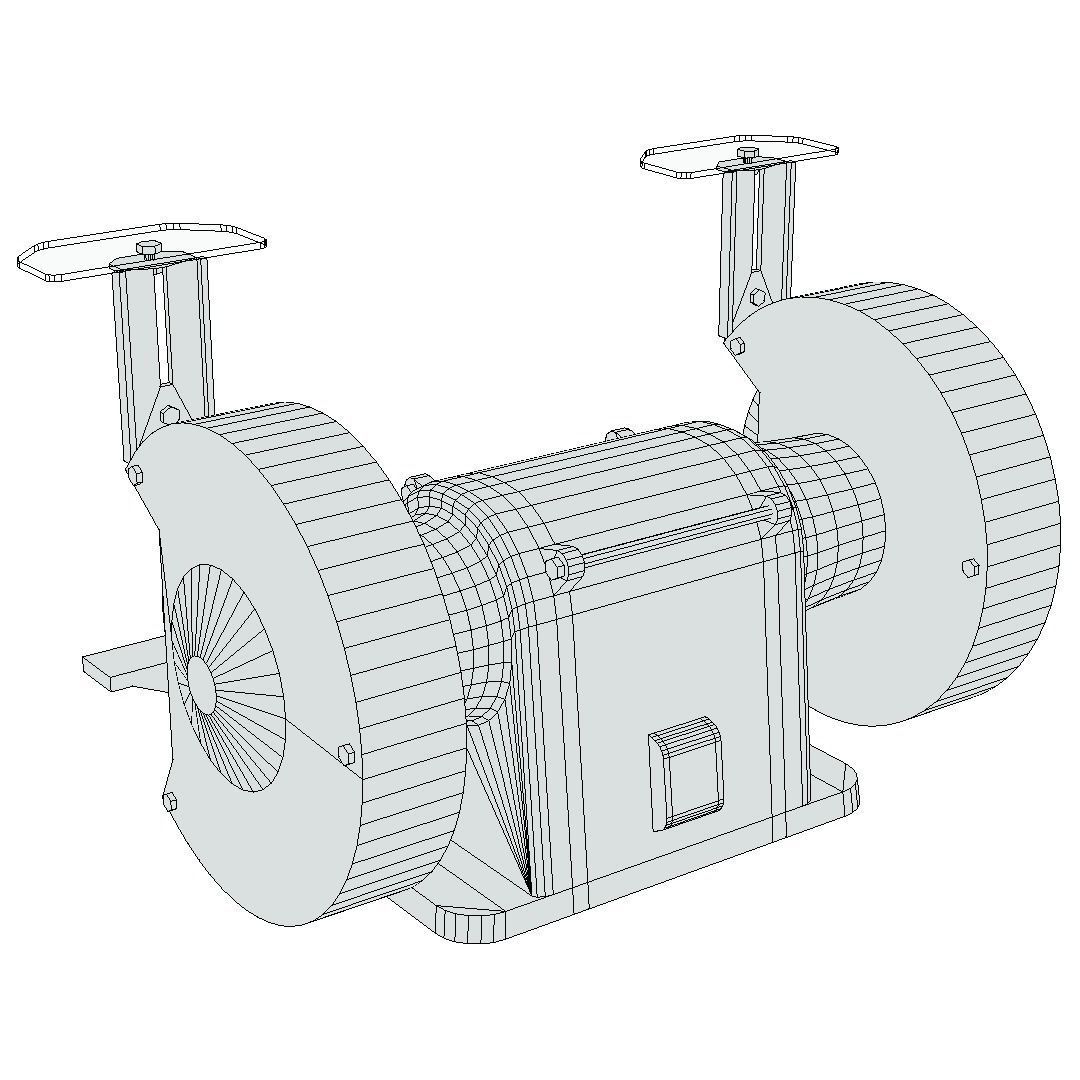 Bench Grinder - Hanning E6Z2-061 Dirty Low-poly 3D model_8