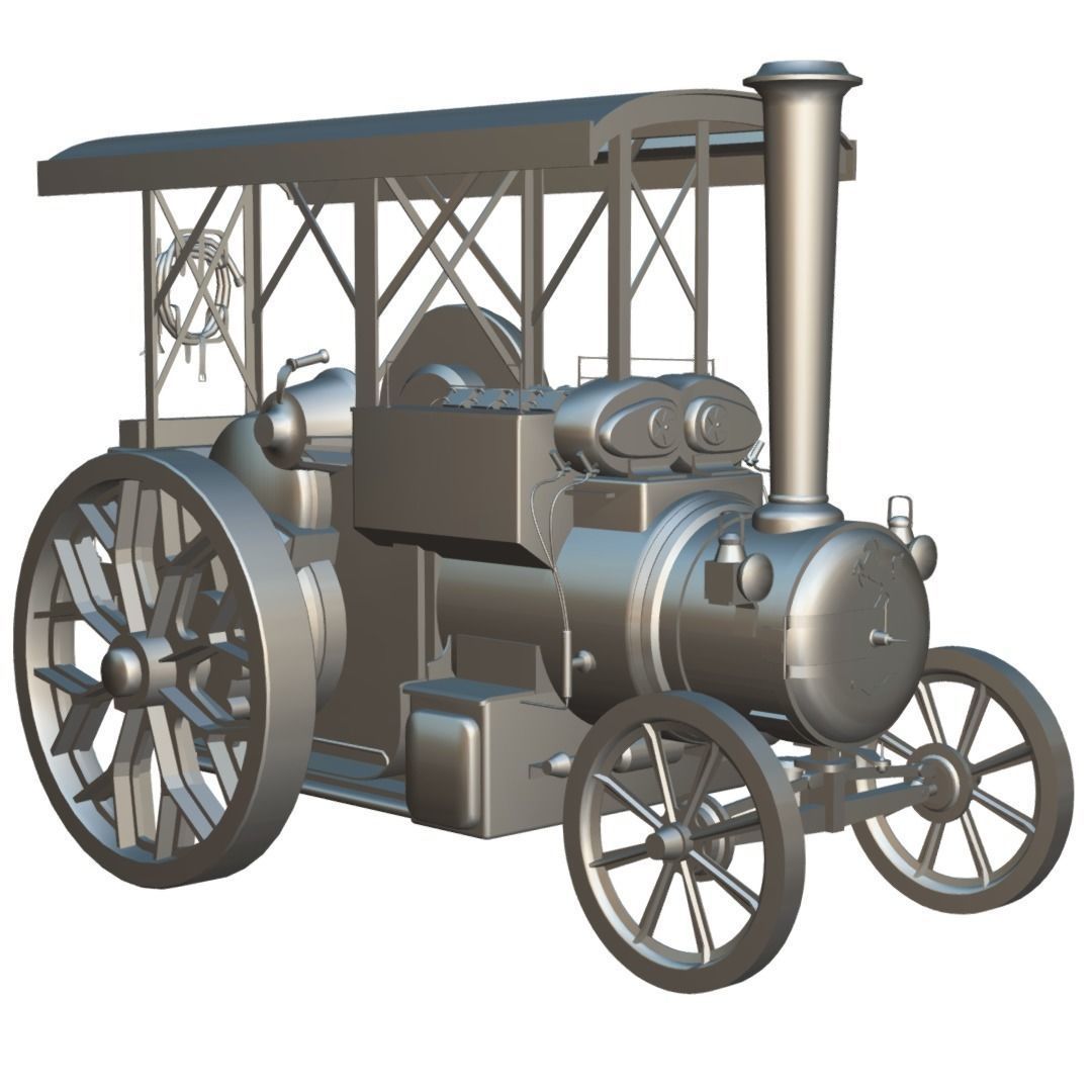 Steam Tractor - Aveling Barford Low-poly 3D model_10