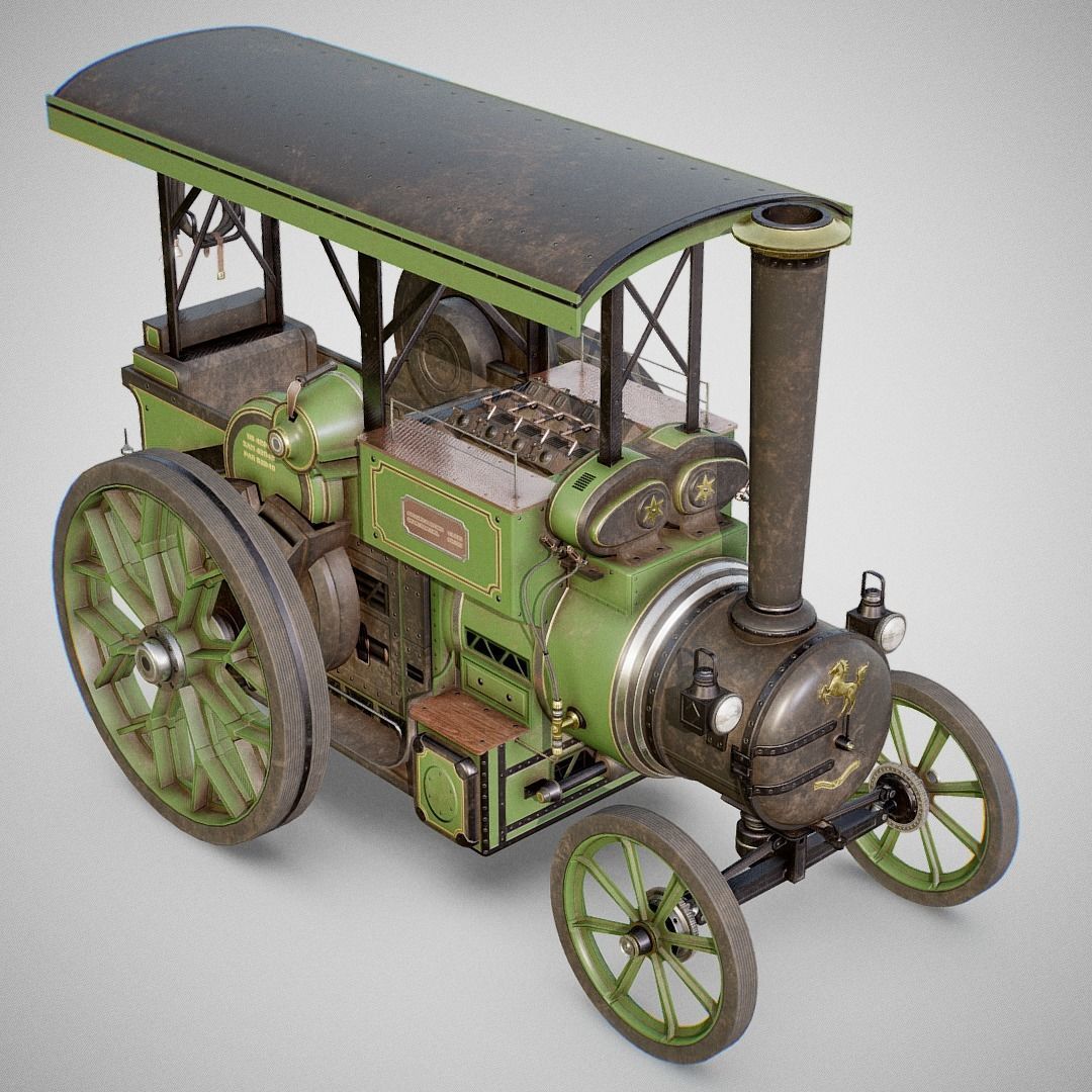 Steam Tractor - Aveling Barford Low-poly 3D model_3
