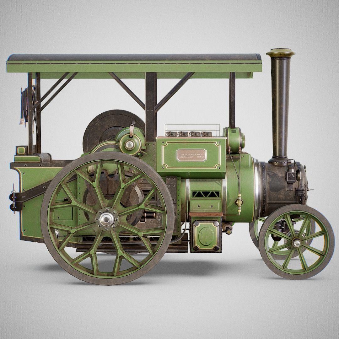 Steam Tractor - Aveling Barford Low-poly 3D model_7