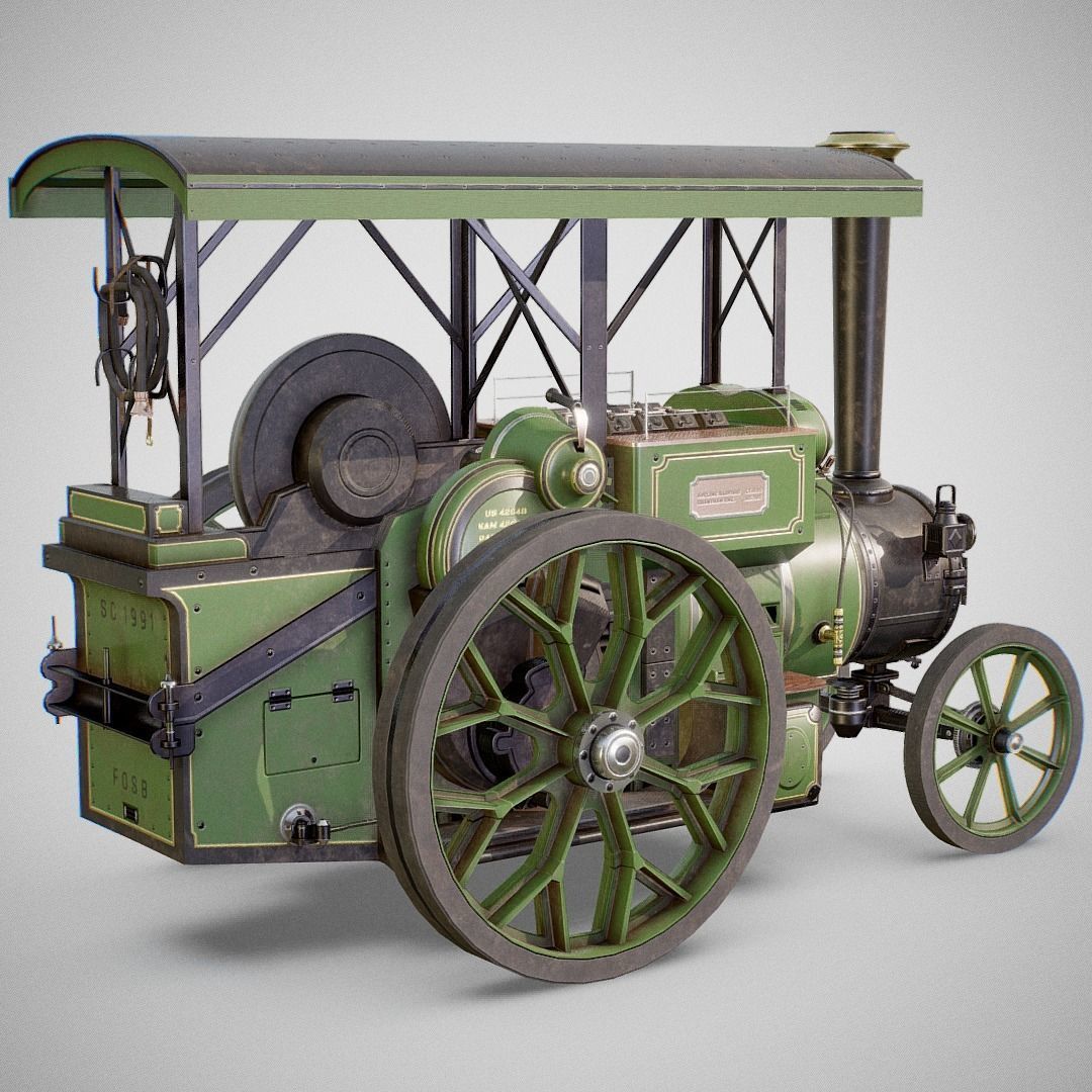 Steam Tractor - Aveling Barford Low-poly 3D model_1