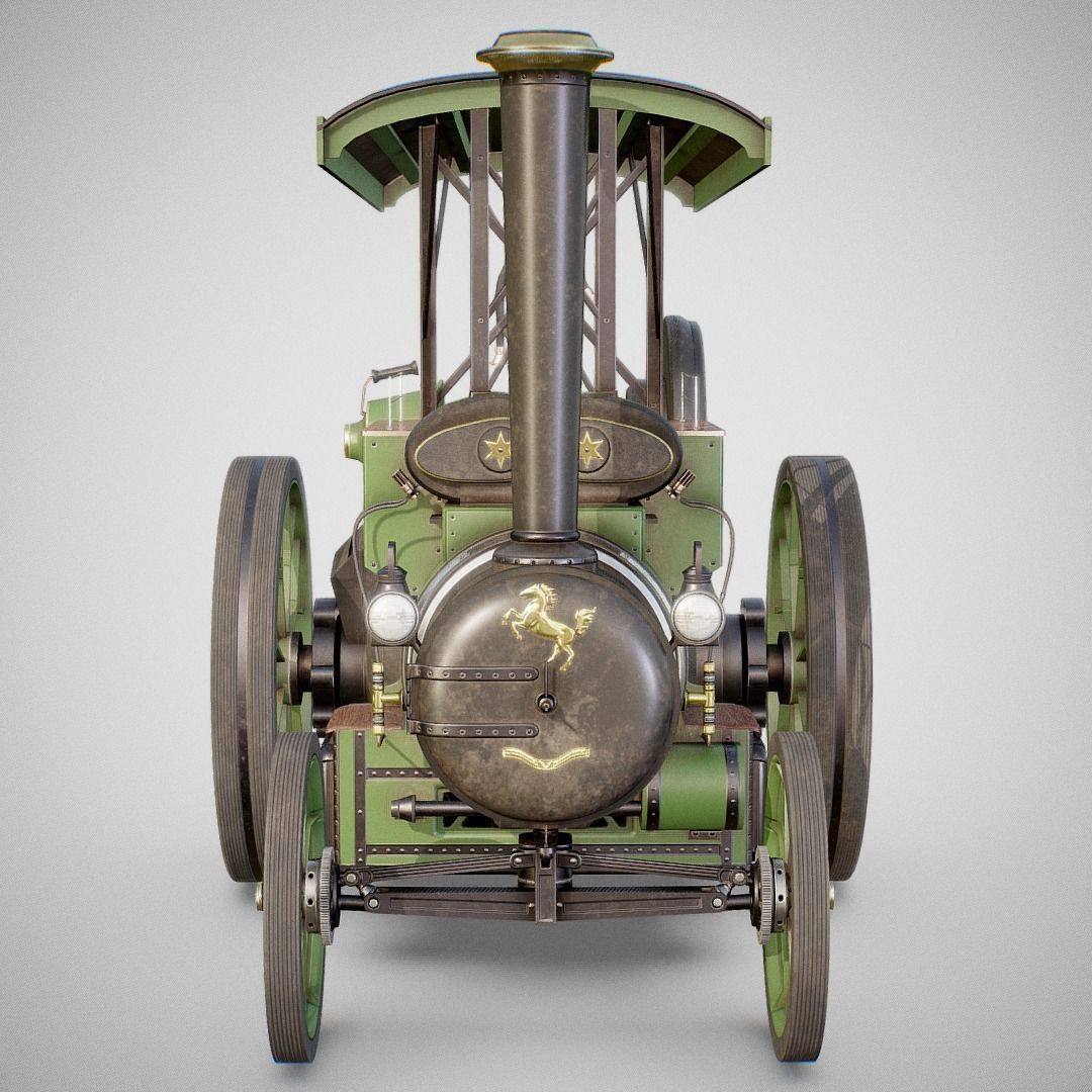 Steam Tractor - Aveling Barford Low-poly 3D model_8