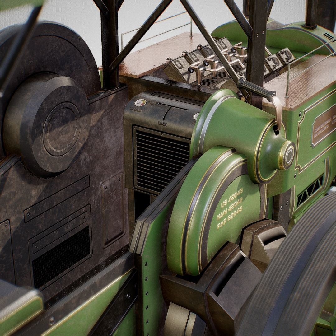 Steam Tractor - Aveling Barford Low-poly 3D model_6