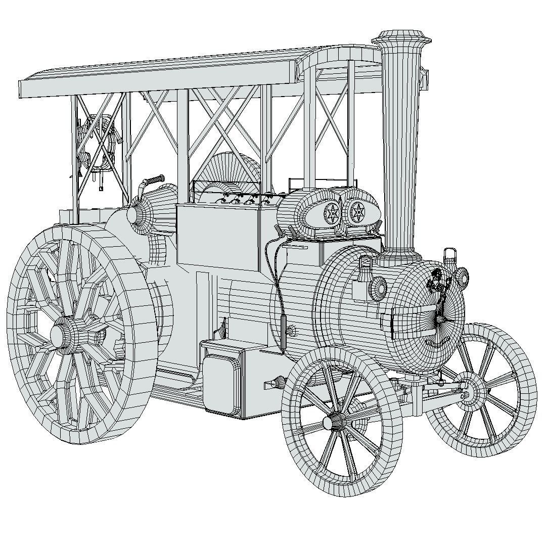 Steam Tractor - Aveling Barford Low-poly 3D model_9