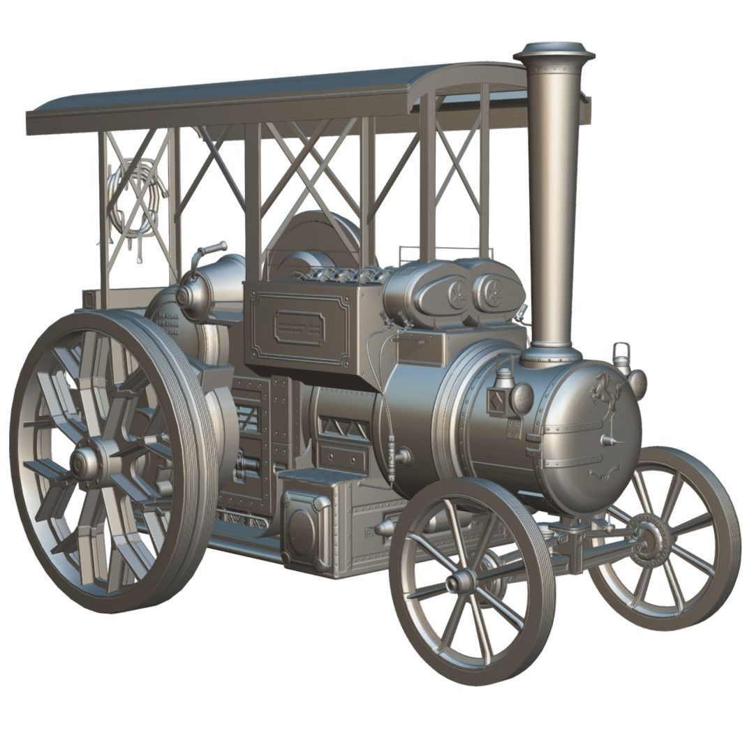 Steam Tractor - Aveling Barford Low-poly 3D model_11