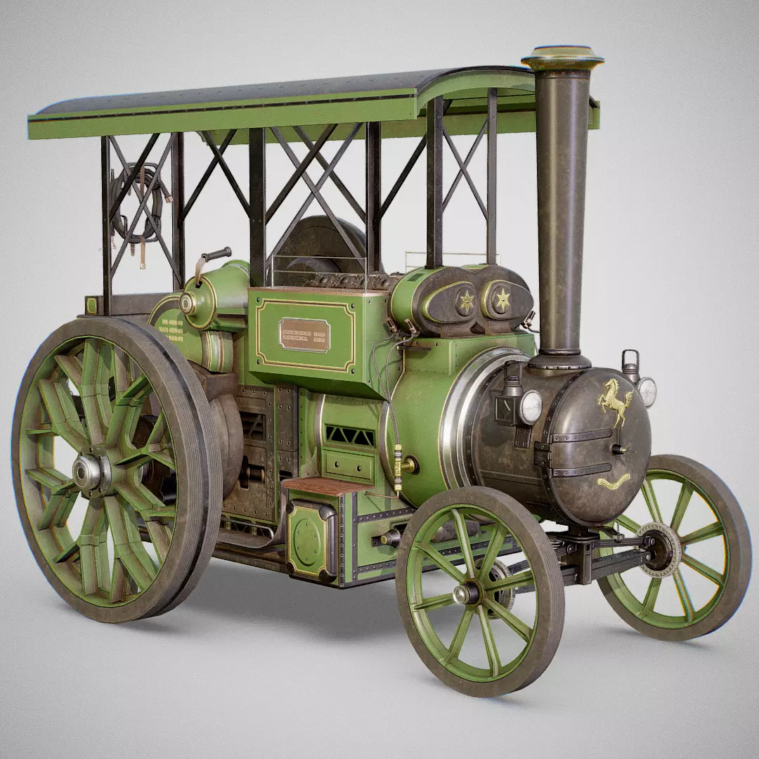 Steam Tractor - Aveling Barford Low-poly 3D model_0