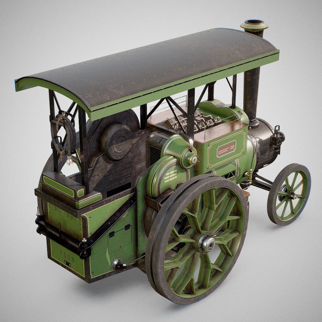 Steam Tractor - Aveling Barford Low-poly 3D model_5