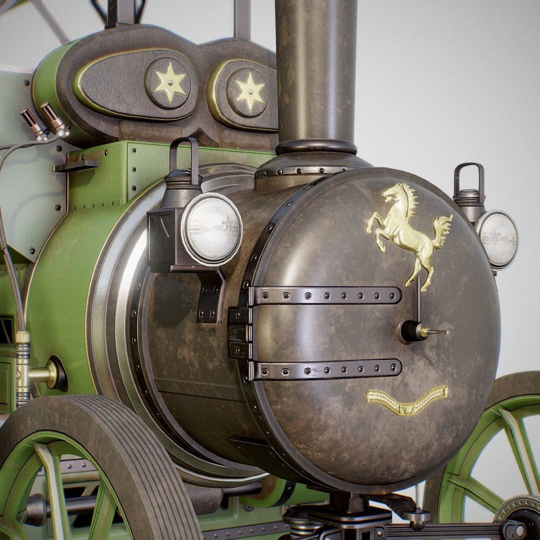 Steam Tractor - Aveling Barford Low-poly 3D model_2