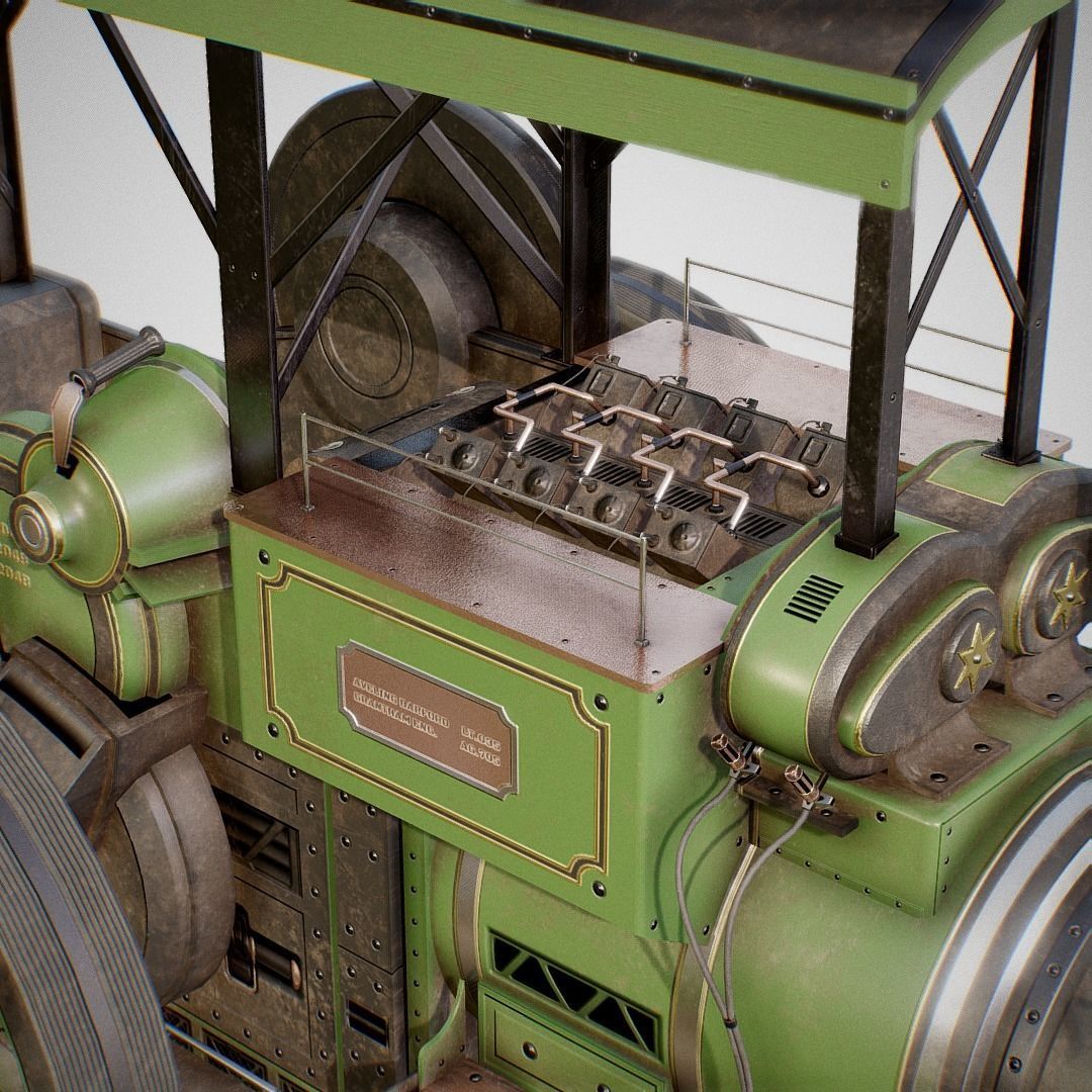 Steam Tractor - Aveling Barford Low-poly 3D model_4