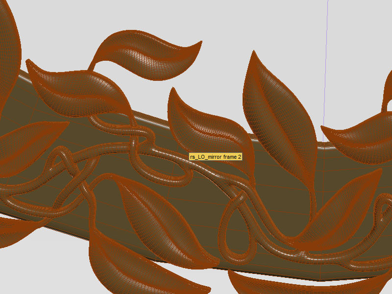 round mirror with leaf ornament 3D model_2