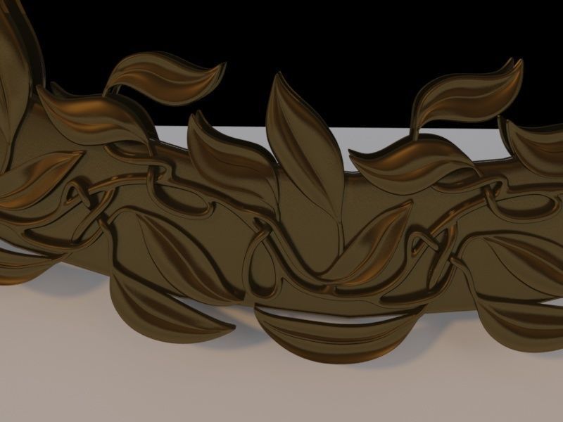 round mirror with leaf ornament 3D model_1