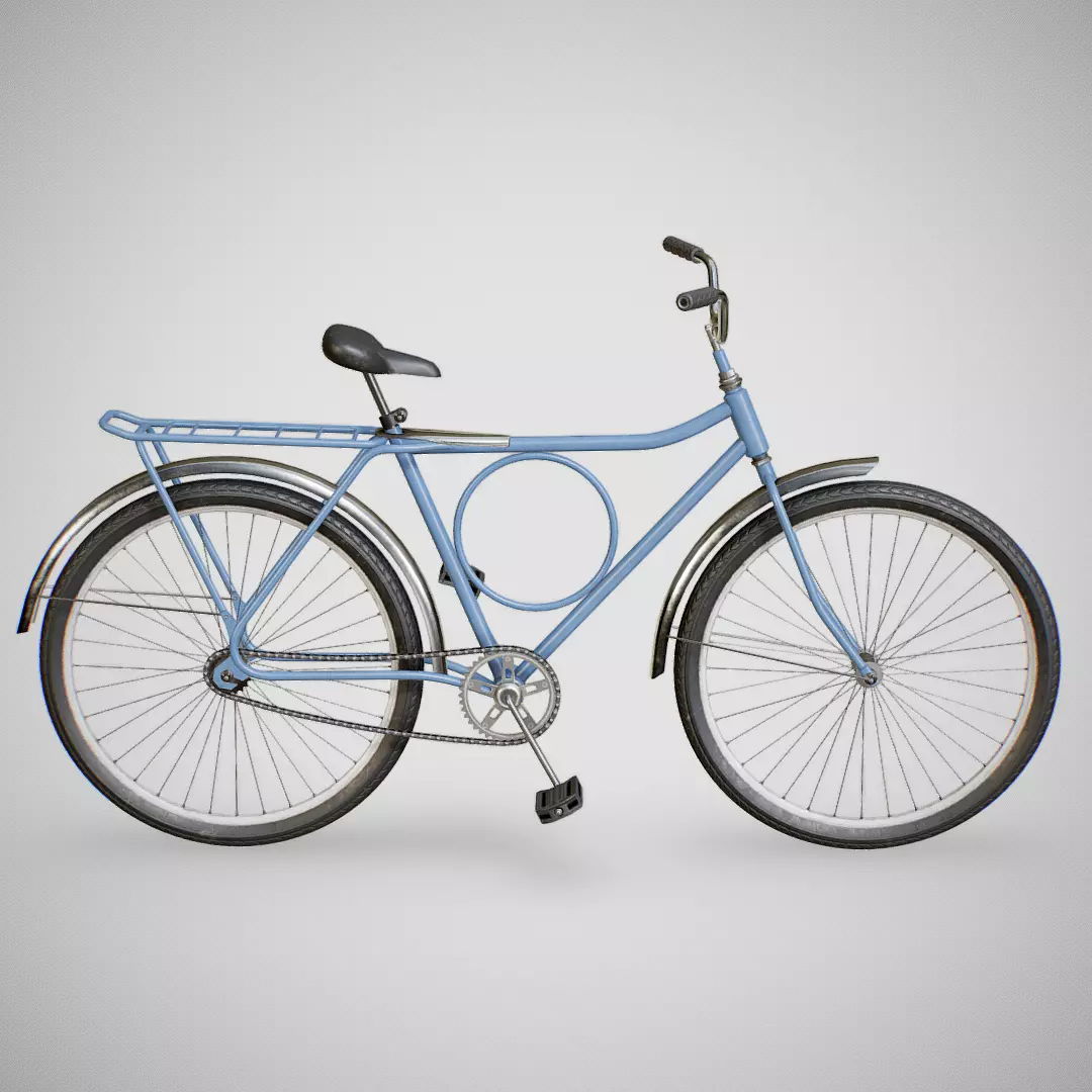 Biycle - Monark Blue Low-poly 3D model_0