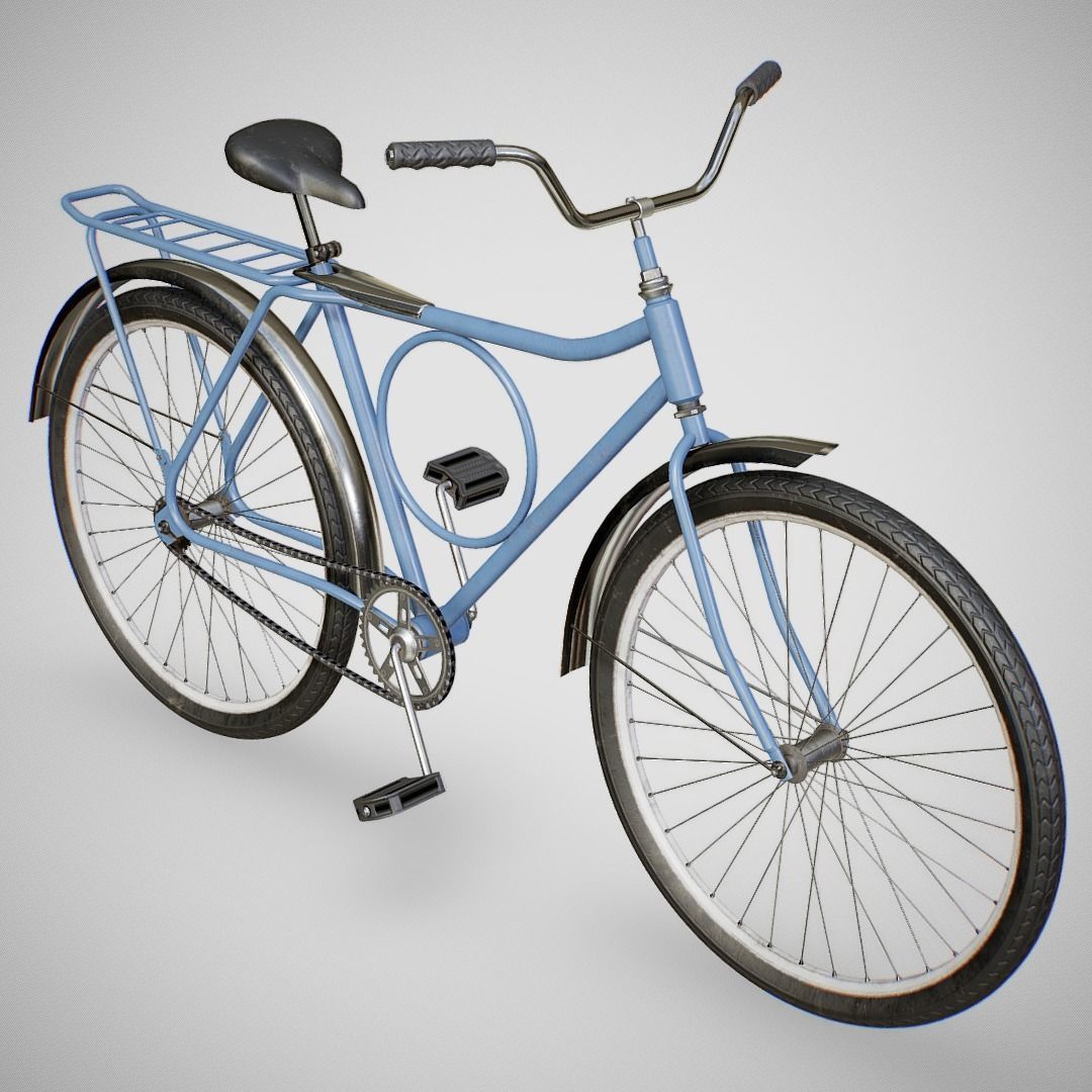 Biycle - Monark Blue Low-poly 3D model_2