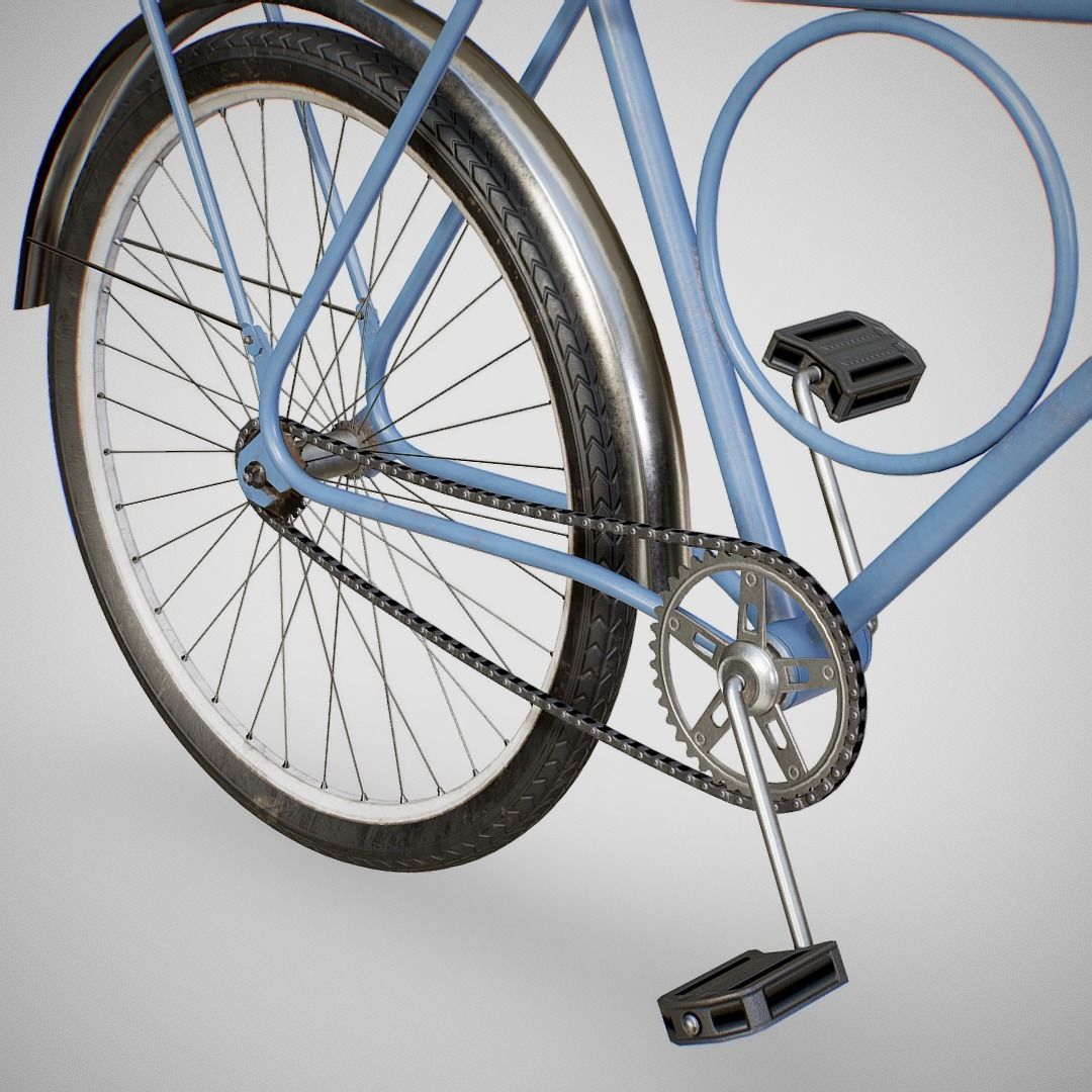 Biycle - Monark Blue Low-poly 3D model_3
