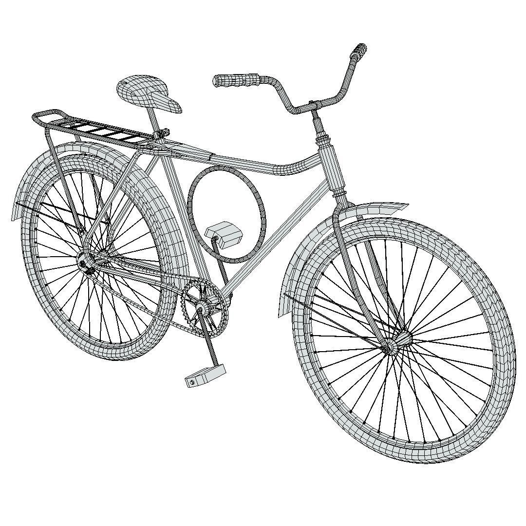 Biycle - Monark Black Low-poly 3D model_6