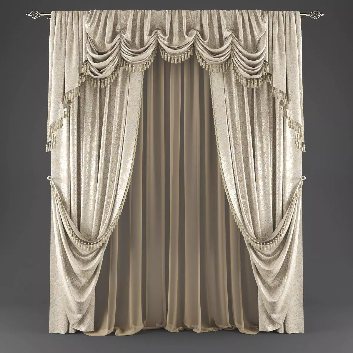 Curtain 3D Low-poly 3D model_0