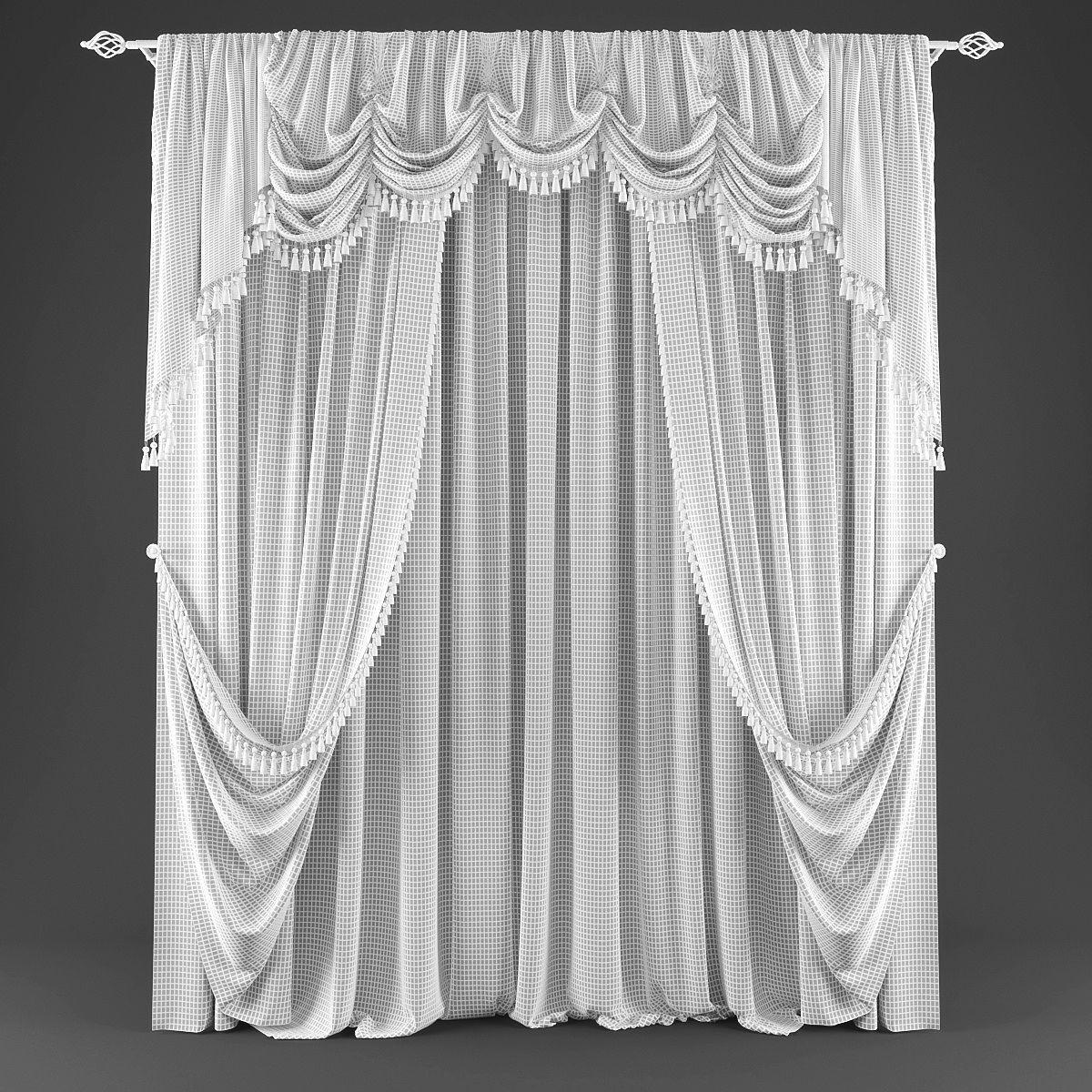 Curtain 3D Low-poly 3D model_1