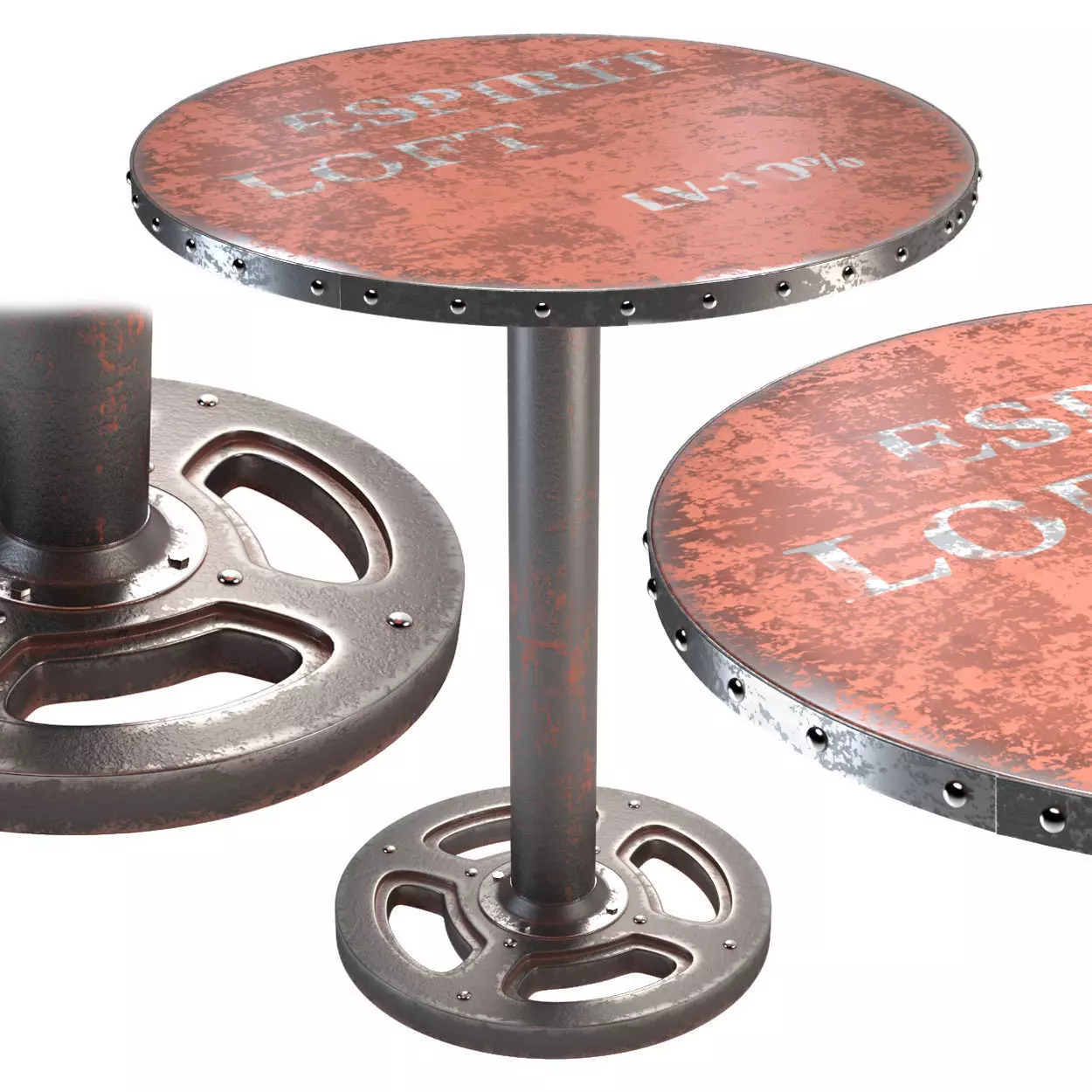 Moes Home Wheel Round Dining Table in Orange 3D model_0