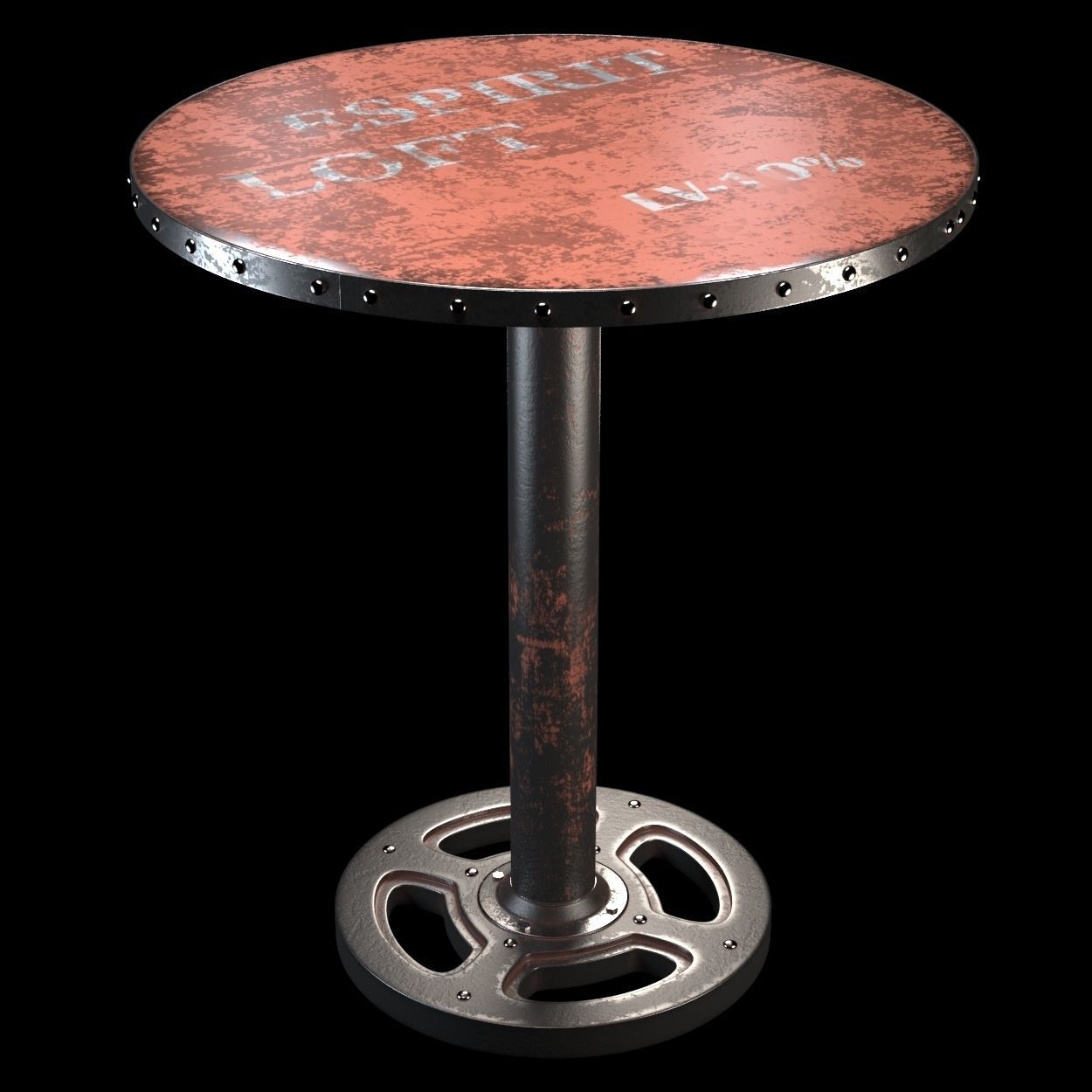Moes Home Wheel Round Dining Table in Orange 3D model_6
