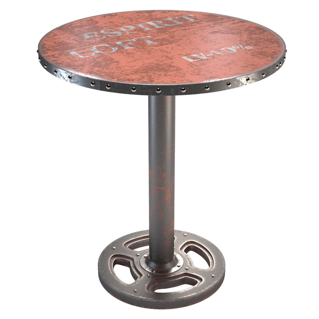Moes Home Wheel Round Dining Table in Orange 3D model_3