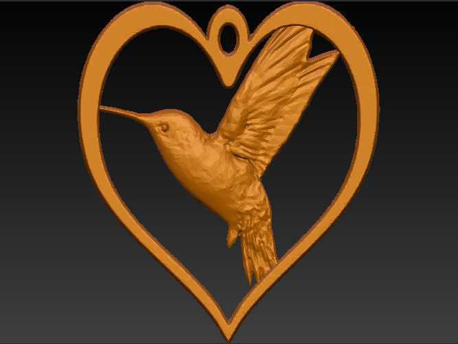 Hummingbird in Heart 3D print model