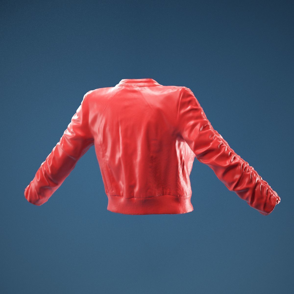 Tiny Black Leather Jacket Open 3D model_5
