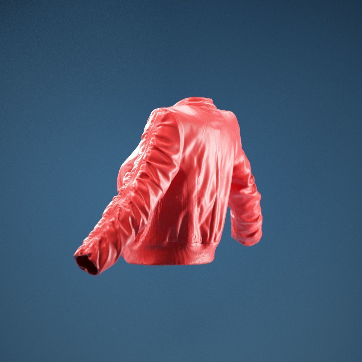 Tiny Black Leather Jacket Open 3D model_8