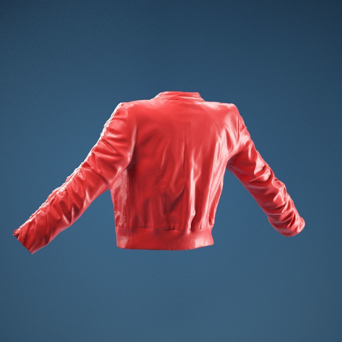Tiny Black Leather Jacket Open 3D model_7