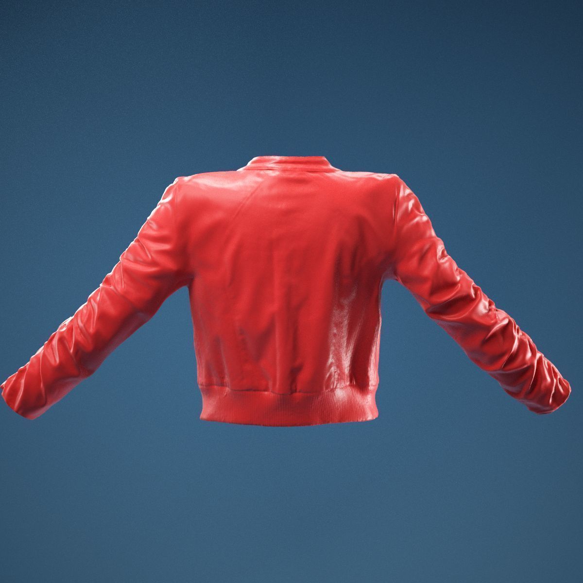 Tiny Black Leather Jacket Open 3D model_6