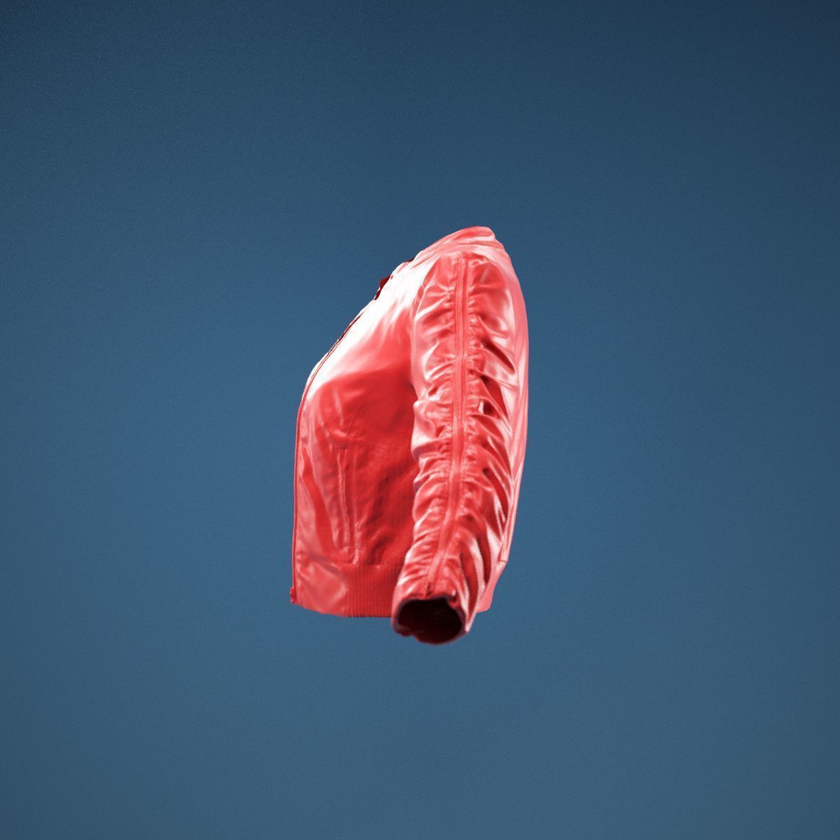 Tiny Black Leather Jacket Open 3D model_9