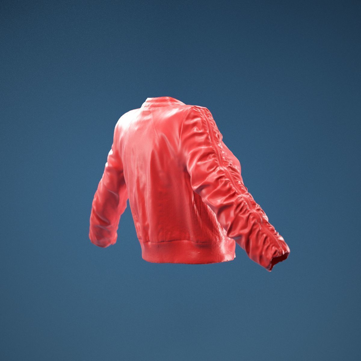 Tiny Black Leather Jacket Open 3D model_4