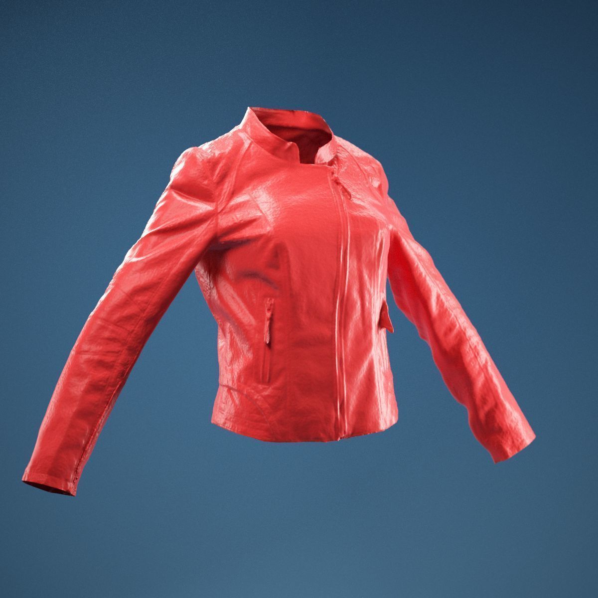 Shiny Jacket Closed 3D model_1