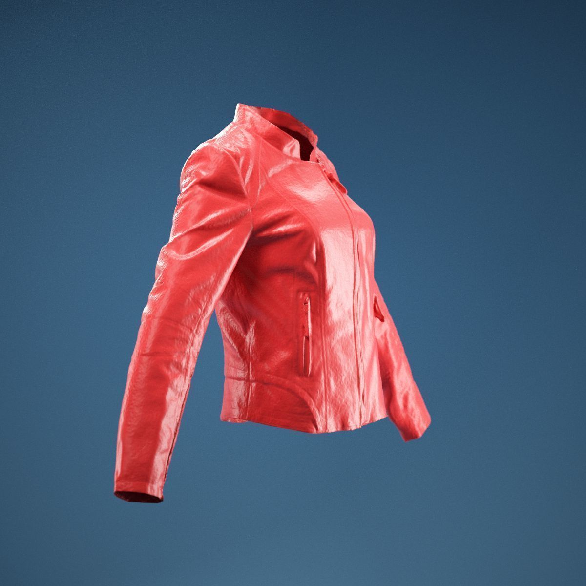 Shiny Jacket Closed 3D model_2