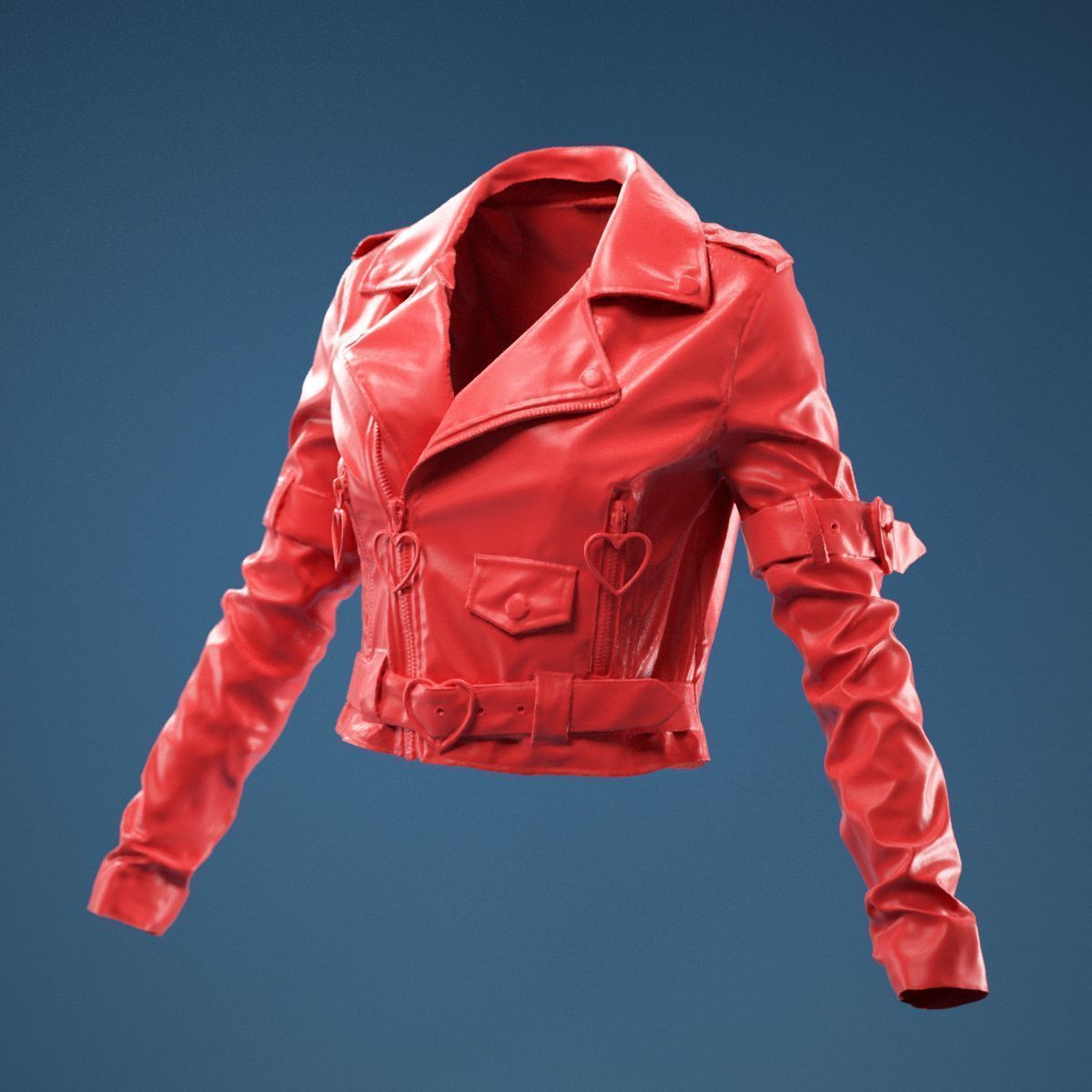 Pink PVC Jacket Closed 3D model_11