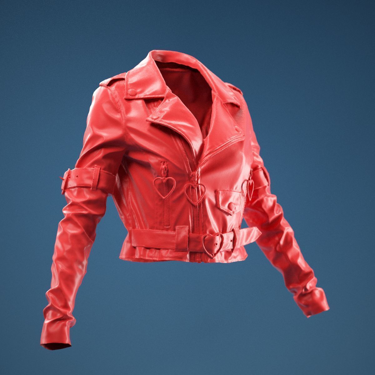 Pink PVC Jacket Closed 3D model_1