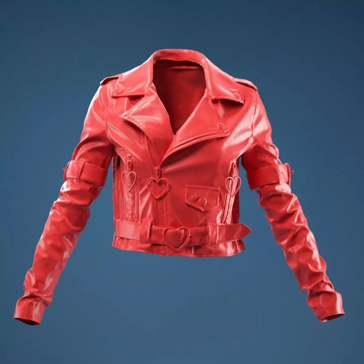 Pink PVC Jacket Closed 3D model_0