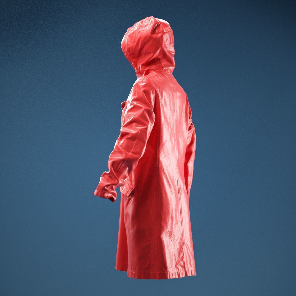 Long Green Coat Hoodie 3D model_8