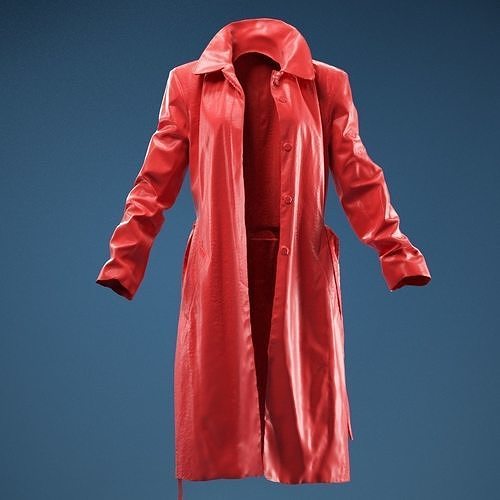 Long Black Leather Underworld Coat Open 3D model