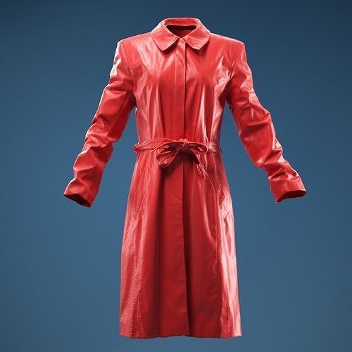 Long Black Leather Underworld Coat Closed 3D model