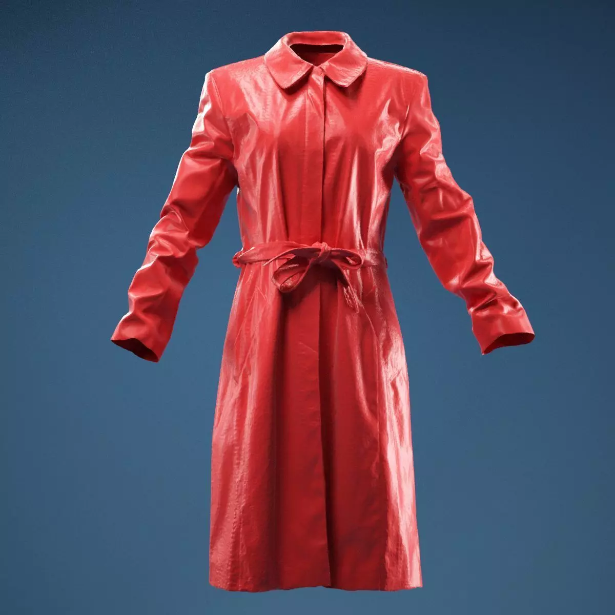 Long Black Leather Underworld Coat Closed 3D model_0