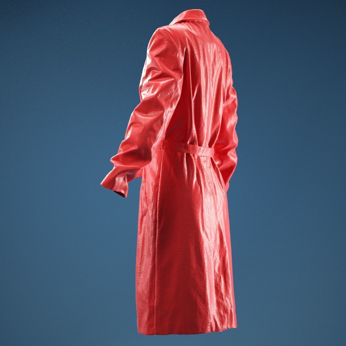 Long Black Leather Underworld Coat Closed 3D model_8