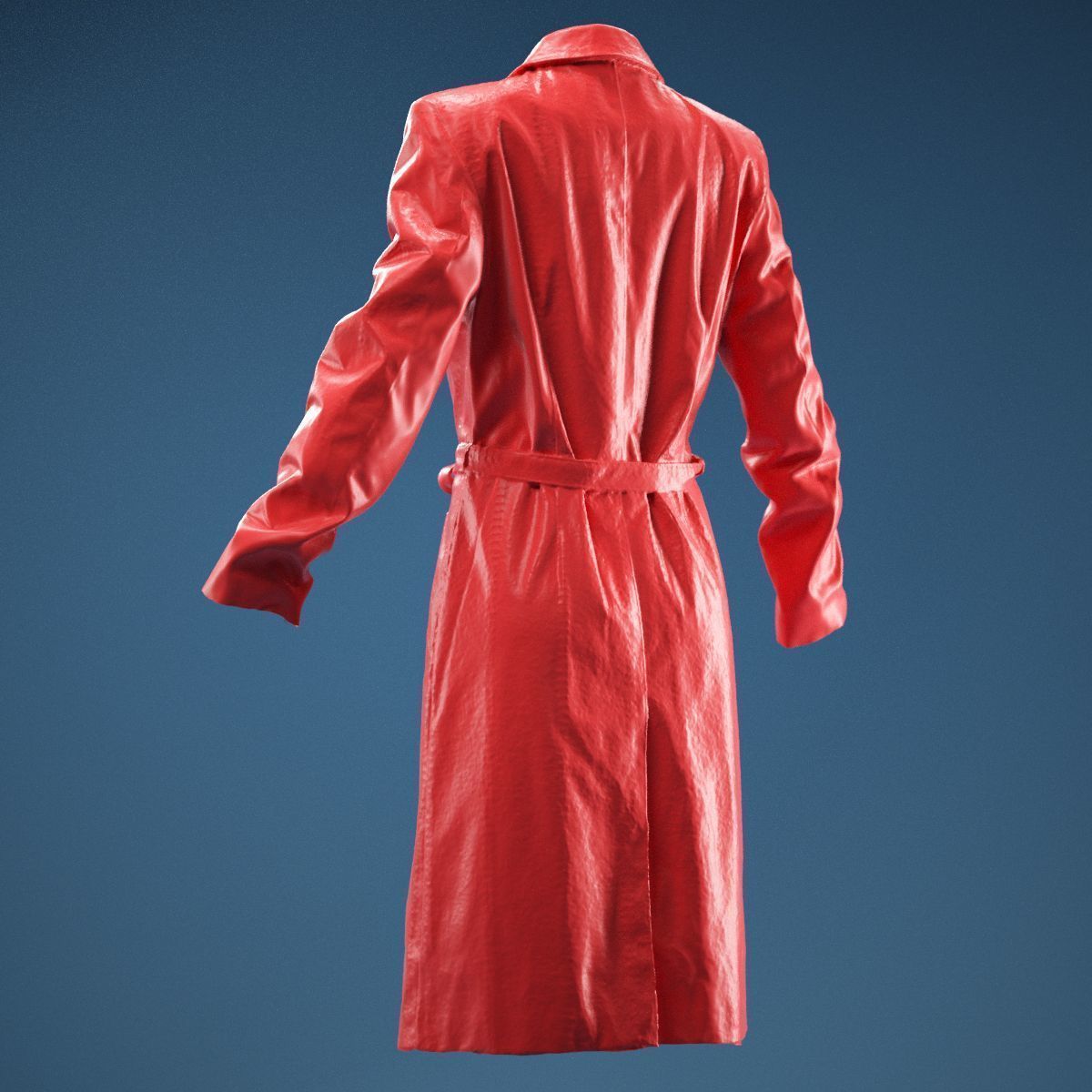 Long Black Leather Underworld Coat Closed 3D model_7