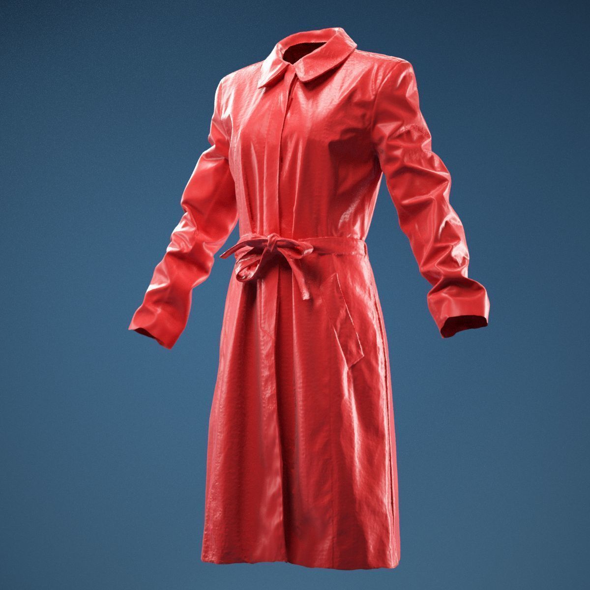 Long Black Leather Underworld Coat Closed 3D model_11