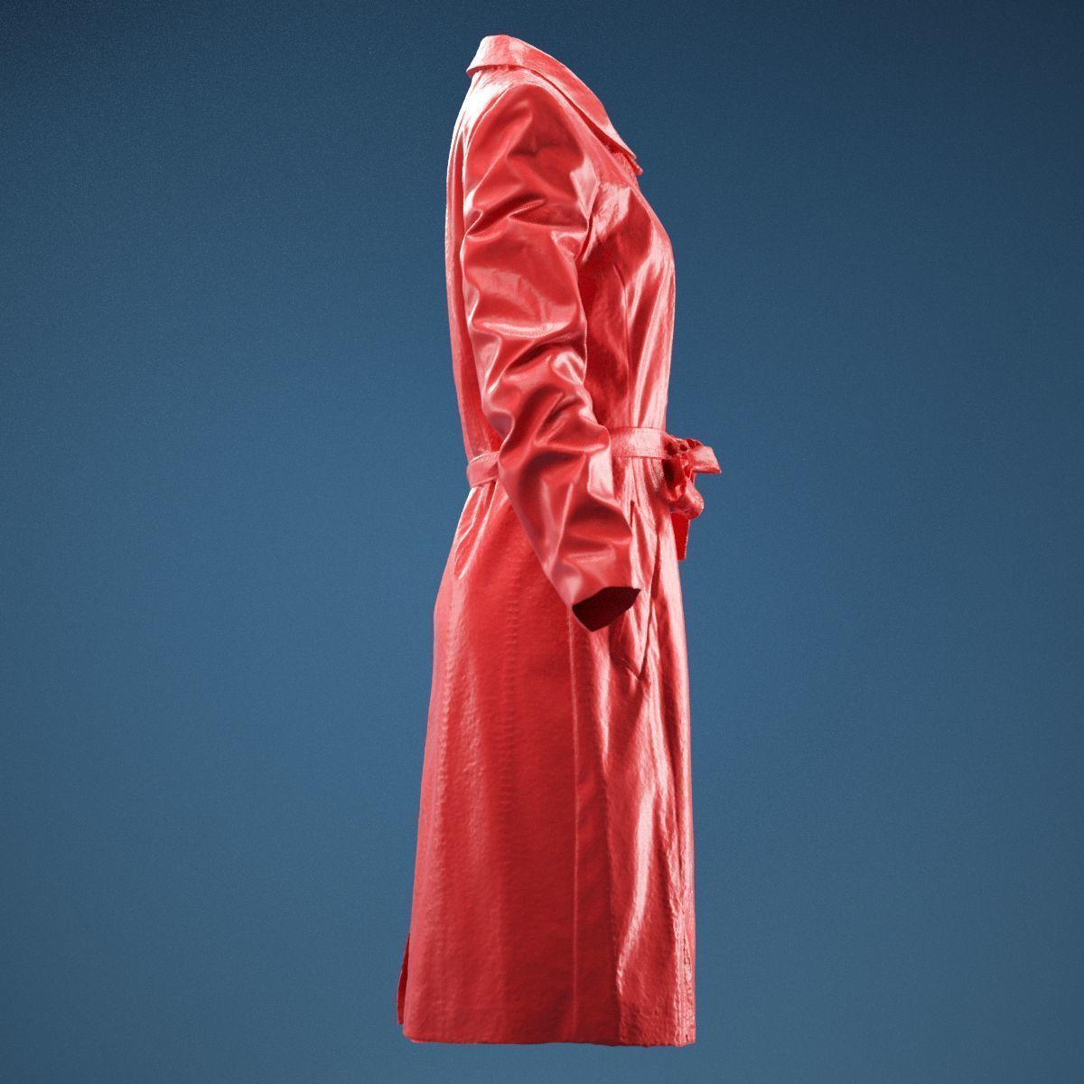 Long Black Leather Underworld Coat Closed 3D model_3