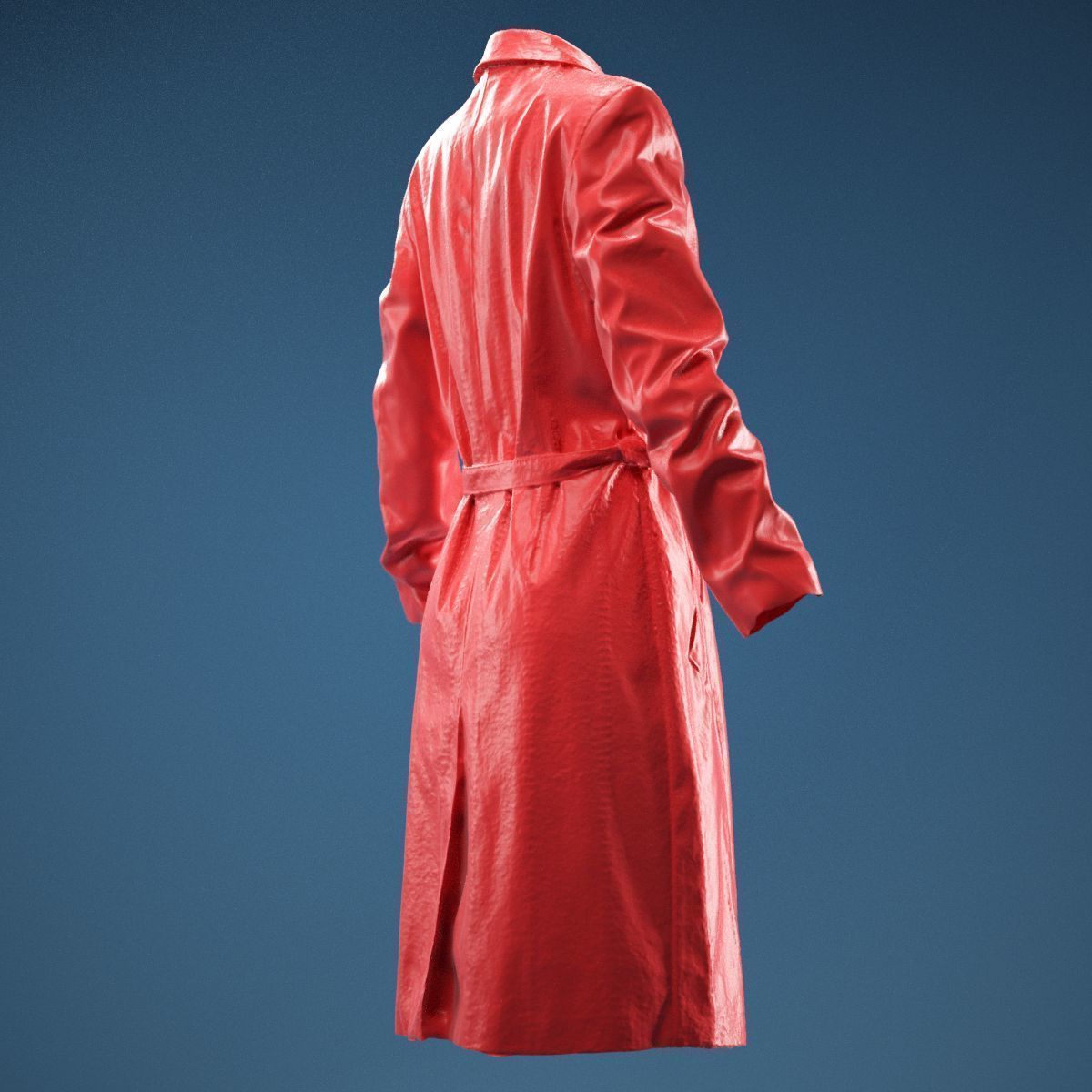 Long Black Leather Underworld Coat Closed 3D model_4