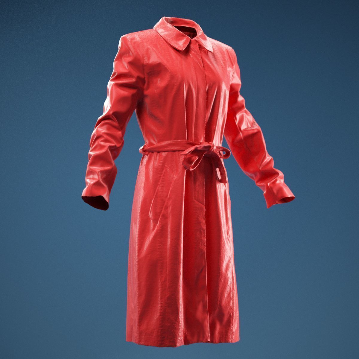 Long Black Leather Underworld Coat Closed 3D model_1