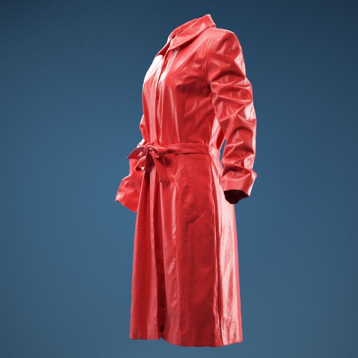Long Black Leather Underworld Coat Closed 3D model_10