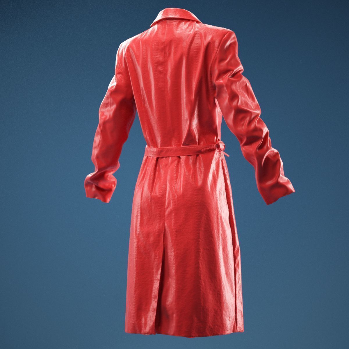 Long Black Leather Underworld Coat Closed 3D model_5