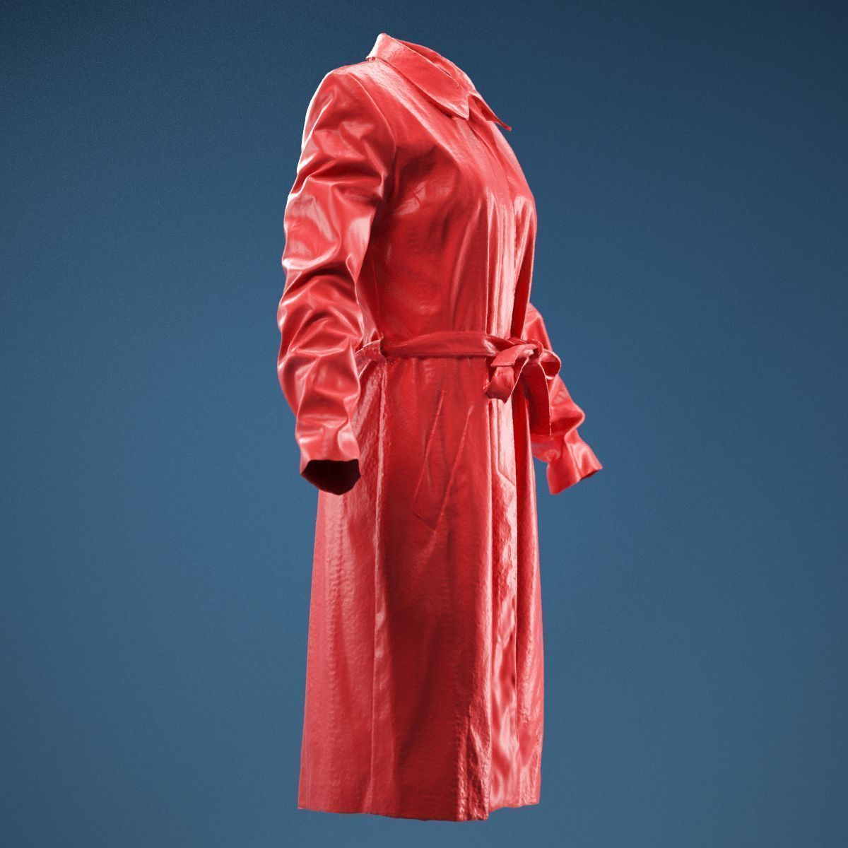 Long Black Leather Underworld Coat Closed 3D model_2